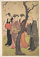 Cherry Blosson Viewing at Gotenyama, Torii Kiyonaga  Japanese, Woodblock print; ink and color on paper, Japan