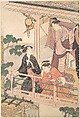 Three Women on a Balcony, Torii Kiyonaga Japanese, Upper sheet of a vertical diptych of woodblock prints; ink and color on paper, Japan