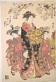 An Oiran Accompanied by Two Kamuro, Torii Kiyonaga Japanese, Woodblock print; ink and color on paper, Japan