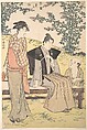 Viewing the Bush Clover at Hagidera, Torii Kiyonaga  Japanese, Woodblock print; ink and color on paper, Japan
