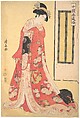 Pictures of Ten Styles (Jittaiga Fuzoku): A Young Woman with a Dog, Torii Kiyonaga Japanese, Woodblock print; ink and color on paper, Japan