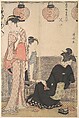 Scene in Nakasu, a District of Edo, Torii Kiyonaga Japanese, Woodblock print; ink and color on paper, Japan