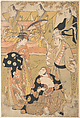 Onoe Matsusuke I as an Oiran Stands at the Left, Talking to Nakamura Nakazo I as a Samurai, Torii Kiyonaga Japanese, Woodblock print; ink and color on paper, Japan