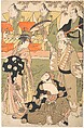 Theatrical Scene, with Musicians, Torii Kiyonaga Japanese, Woodblock print; ink and color on paper, Japan