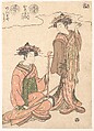 Two Geisha, Isoda Koryūsai  Japanese, Woodblock print; ink and color on paper, Japan