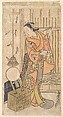 Actor as a Woman Standing by a Mirror Stand, Torii Kiyotada  Japanese, Woodblock print; ink and color on paper (Urushi-e), Japan