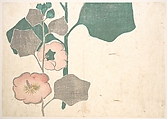 Design of Flowers, Ogata Kōrin  Japanese, Woodblock print (leaf from an album); ink and color on paper, Japan