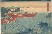Seishu Awabi-tori no Zu, Woodblock print; ink and color on paper, Japan