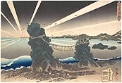 Futami-ga-ura Rocks at Ise, Land of Dawn, Utagawa Kunisada  Japanese, Woodblock print; ink and color on paper, Japan