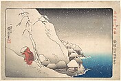 Nichiren in Snow at Tsukahara, Sodo Province, Utagawa Kuniyoshi  Japanese, Woodblock print; ink and color on paper, Japan