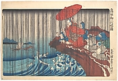 Concise Illustrated Biography of Monk Nichiren: Prayer for Rain Answered at Ryōzengasaki in Kamakura, Utagawa Kuniyoshi  Japanese, Woodblock print; ink and color on paper, Japan