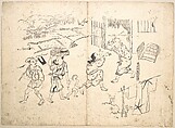 Woman Pursuing Sparrow, Okumura Masanobu  Japanese, Monochrome woodblock print; ink on paper, Japan