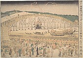 Ryogoku Bridge, Kuwagata Keisai  Japanese, Woodblock print; ink and color on paper, Japan