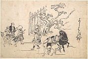 Two Young Samurai, Hishikawa Moronobu  Japanese, Woodblock print; ink and color on paper, Japan