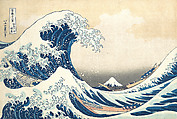 Under the Wave off Kanagawa (Kanagawa oki nami ura), also known as The Great Wave, from the series Thirty-six Views of Mount Fuji (Fugaku sanjūrokkei), Katsushika Hokusai Japanese, Woodblock print; ink and color on paper, Japan