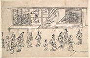 Street Scene in the Yoshiwara, Hishikawa Moronobu  Japanese, Monochrome woodblock print; ink on paper, Japan