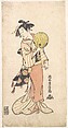 Girl with Fan, Masafusa Japanese, Woodblock print; ink and color on paper, Japan