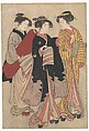 Two Geishas Out Walking, Kitao Shigemasa  Japanese, Woodblock print; ink and color on paper, Japan