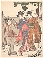 Three Women Standing on the Seashore, Kitao Masanobu (Santō Kyōden)  Japanese, Woodblock print; ink and color on paper, Japan