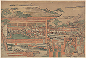 Ushiwaka, the Young Yoshitsune Serenading Jorurihime, Kitao Shigemasa Japanese, Woodblock print; ink and color on paper, Japan