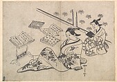 Print, Hishikawa Morofusa (?) Japanese, Monochrome woodblock print (sumie); ink on paper, Japan