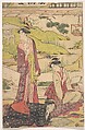 Three Women Enjoying Literary Pursuits
, Katsukawa Shunchō Japanese, One sheet of a triptych of woodblock prints; ink and color on paper, Japan