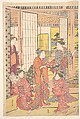 A Young Woman with a Tray of Sweetmeats, Katsukawa Shunchō Japanese, Woodblock print; ink and color on paper, Japan