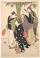 Kabuki Actors Segawa Kikunojō III and Ichikawa Monnosuke II and Two Courtesans Celebrating the New Year, Katsukawa Shunkō  Japanese, Woodblock print; ink and color on paper, Japan