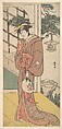 Arashi Ryuzo as a Tall Woman Standing on the Engawa, Katsukawa Shunkō Japanese, Woodblock print; ink and color on paper, Japan
