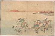 Three Water Carriers at the Shore, Katsukawa Shunkō  Japanese, Woodblock print; ink and color on paper, Japan
