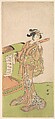 The Actor Iwai Hanshiro IV in Female Role, Standing Beside a Litter, Katsukawa Shunshō 勝川春章 Japanese, Woodblock print (nishiki-e); ink and color on paper, Japan