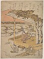 Woman on Veranda, Spinning; another Pounding Cloth on Rock in Foreground, Katsukawa Shunshō 勝川春章 Japanese, Left-hand sheet of a diptych of woodblock prints (nishiki-e); ink and color on paper, Japan