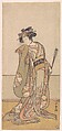 The Third Segawa Kikunojo as a Woman Walking Toward the Right, Katsukawa Shunshō　勝川春章  Japanese, Woodblock print (nishiki-e); ink and color on paper, Japan