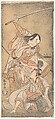 The Actor Nakamura Nakazo with a Sword, Fighting the Actor Ichikawa Raizo II who is Armed with a Lance, Katsukawa Shunshō　勝川春章  Japanese, Woodblock print (nishiki-e); ink and color on paper, Japan