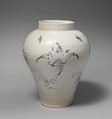 Jar decorated with flowers and insects, Porcelain with underglaze cobalt-blue design, Korea