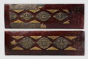 Pair of Book Covers for a Buddhist Text, Wood with traces of paint; decorative mounts of silver with gilt semiprecious stones, and gilt-copper alloy, North India and Tibet