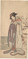 The Third Segawa Kikunojo as a Courtesan Standing in the Snow, Katsukawa Shunshō　勝川春章  Japanese, Woodblock print (nishiki-e); ink and color on paper, Japan