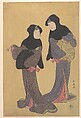 Two Women Conversing, Katsukawa Shun'ei 勝川春英  Japanese, Woodblock print; ink and color on paper, Japan