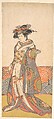 The Third Segawa Kikunojo as a Woman Standing in a Room Having a Wave-pattern Dado, Katsukawa Shunshō 勝川春章 Japanese, Woodblock print (nishiki-e); ink and color on paper, Japan