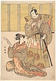 Ichikawa Danjūrō V as Kūdo no Suketsune, and Nakamura Rikō as Oiso no Tora, Katsukawa Shunshō　勝川春章  Japanese, Woodblock print (nishiki-e); ink and color on paper, Japan