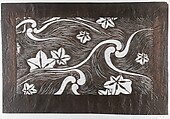 Stencil with Pattern of Maple Leaves on Water, Paper reinforced with silk, Japan