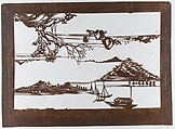 Stencil with Pattern of Seascape on White Ground, Paper, silk, Japan