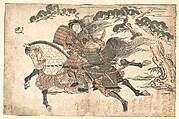 Tomoe Gozen Killing Uchida Saburo Ieyoshi at the Battle of Awazu no Hara, Ishikawa Toyonobu  Japanese, Woodblock print; ink and color on paper, Japan