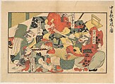 The Advent of a Demon; Scene from a Performance in an old Kabuki Theatre, Unidentified artist, Woodblock print; ink and color on paper, Japan