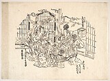 One of Six Impressions from Worn Old Blocks, Unidentified artist Japanese, 18th century, Monochrome woodblock print; ink on paper, Japan