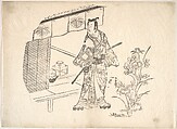One of Six Impressions from Worn Old Blocks, Unidentified artist Japanese, 18th century, Monochrome woodblock print; ink on paper, Japan