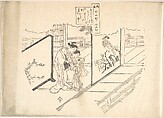 One of Six Impressions from Worn Old Blocks, Unidentified artist Japanese, 18th century, Monochrome woodblock print; ink on paper, Japan