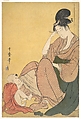 Woman and Child, Kitagawa Utamaro Japanese, Woodblock print; ink and color on paper, Japan