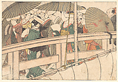 Women on a Bridge, from the illustrated book Flowers of the Four Seasons, Kitagawa Utamaro Japanese, Woodblock print; ink and color on paper, Japan