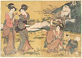 Girls Picking Green Leaves, from the illustrated book Flowers of the Four Seasons, Kitagawa Utamaro  Japanese, Woodblock print; ink and color on paper, Japan